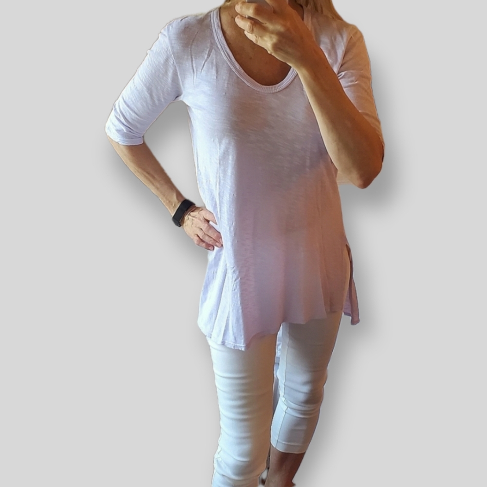 Left of Center Lightweight Cotton Tunic Top Lavender